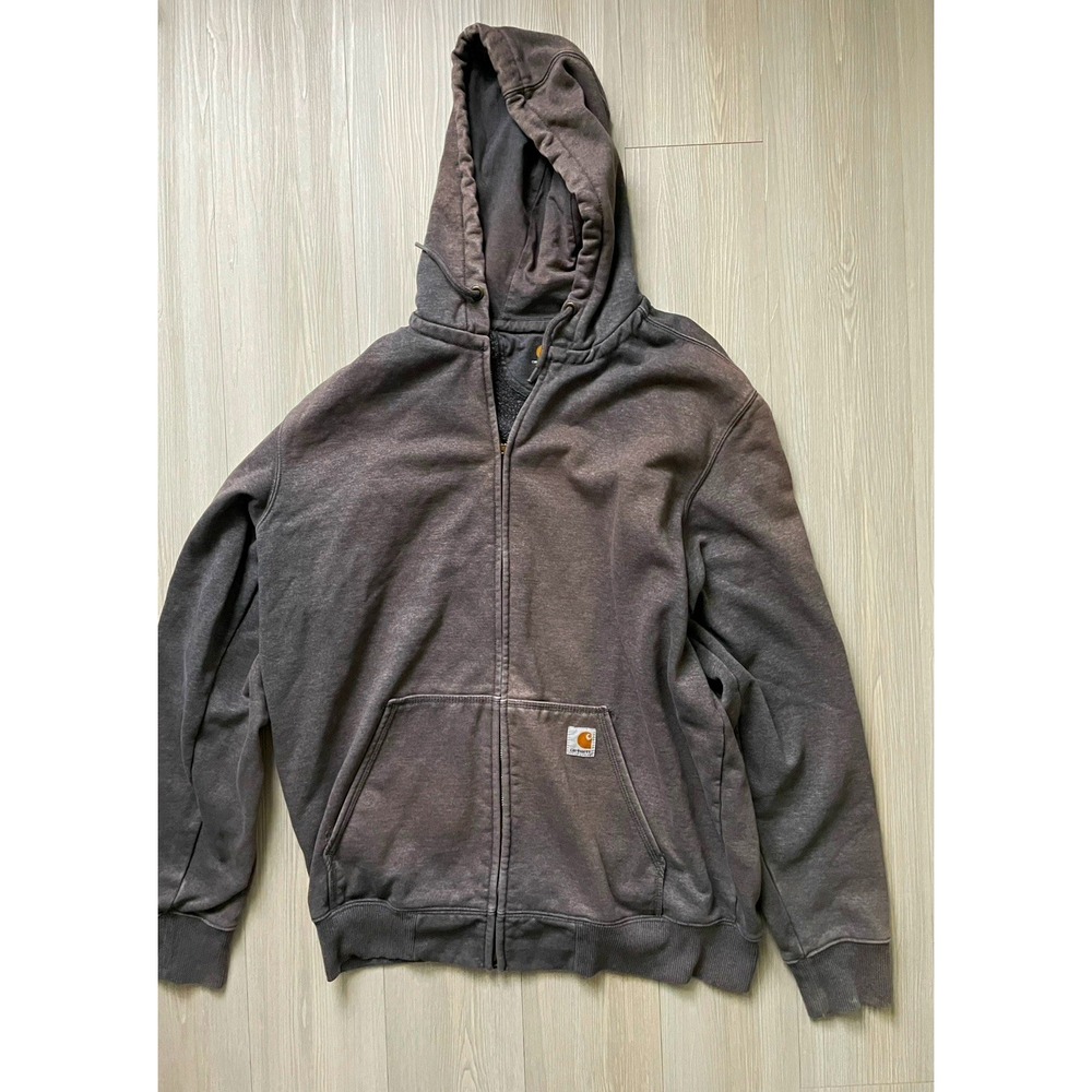 Carhartt Men's Faded Gray Full Zip Rain Defender Hoodie Sz LT Workwear